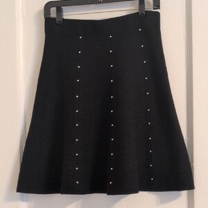 Carmen Marc Valvo(Designer) Black knit A-line Skirt size S- Embellished Luxe